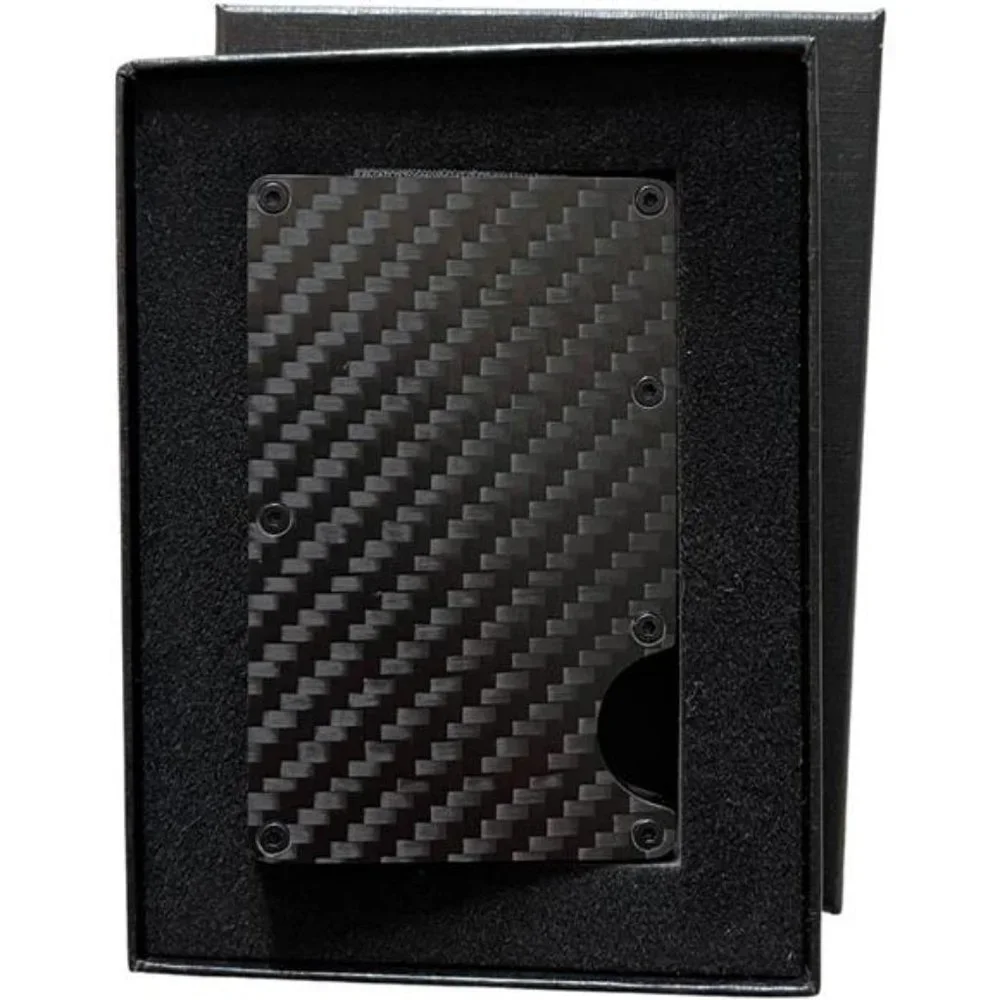 Men's Carbon Fiber Slim Wallet Smart Money Clip Cash Credit Card Holder